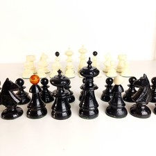 Antique Wooden Hungarian Coffee House Chess Pieces Set c.1940s -Please READ