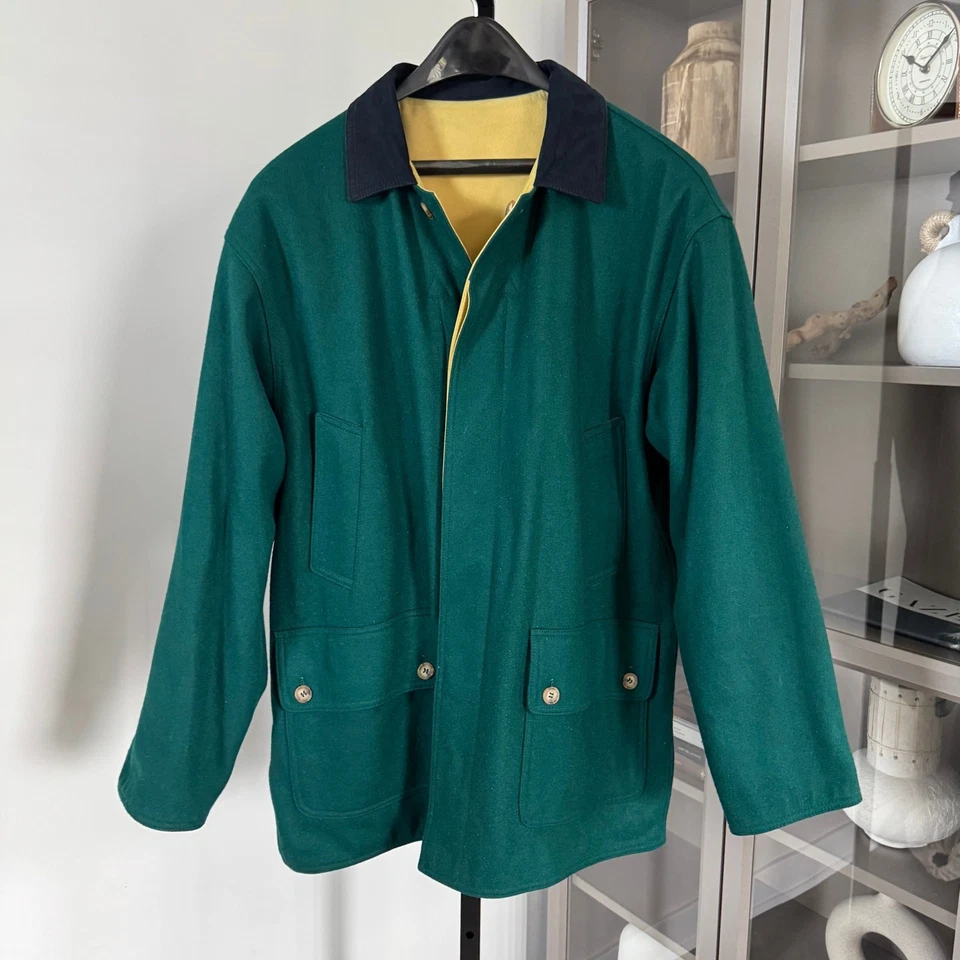 Chaqueta de Campo Willis & Geiger Cuero Lana Reversible M Verde Beige Tareas Abrigo Foto 2 de 4