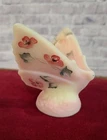 Fenton Burmese Uranium Glass Hand Painted Butterfly Figurine w Label Signed #