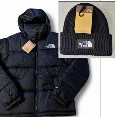 #ad The North Face Bundle Men#x27;s Black Puffer Jacket Size Large and Black Beanie $140.00