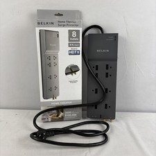 Belkin 8-Outlet Surge Protector w/ 8 AC Outlets 6ft Long Flat 8', Gray