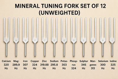 Unweighted Human Body Mineral Tuning Forks   12 Fork Healing Set w Activator