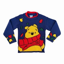 Vintage Boys 5/6 Pooh Knit Sweater Happy Windsday Winnie the Pooh 90s USA Made