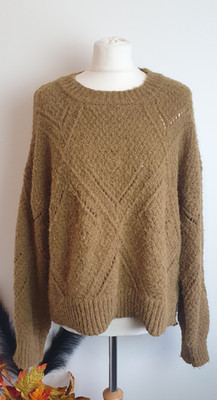NUTMEG Damen Gr. UK 12/14 Khaki Grün Rundhals Langarm Pullover Pulli