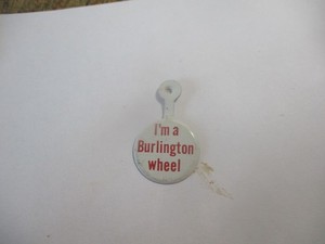I'm a Burlington wheel fold over pinback train railroad