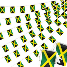 Jamaica Jamaican String Flag Pennant Banner, Small Mini Jamaica Jamaican Bunting