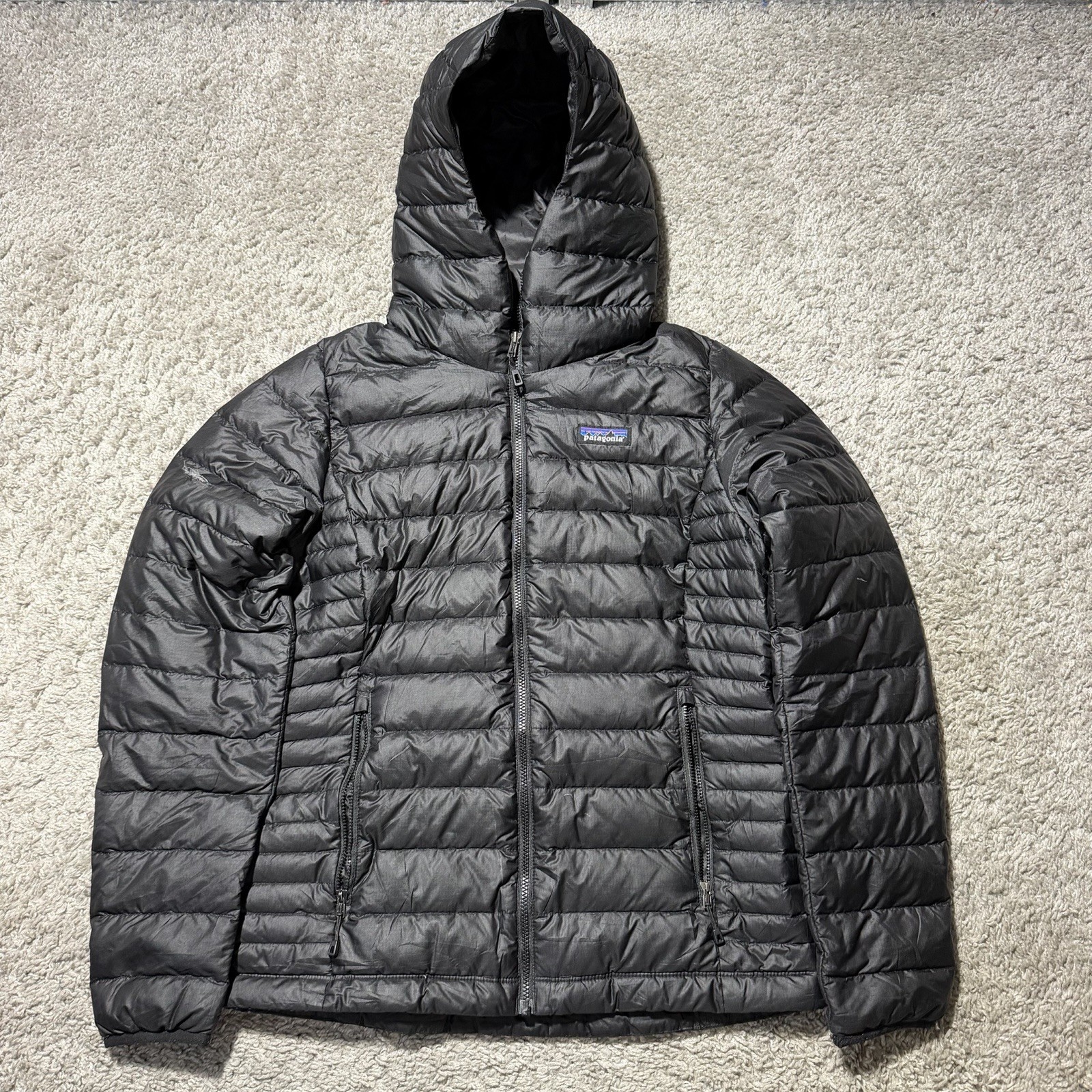 Patagonia Jacket Womens Small Black Down Sweater Hoody Insulated Puffer Zip
