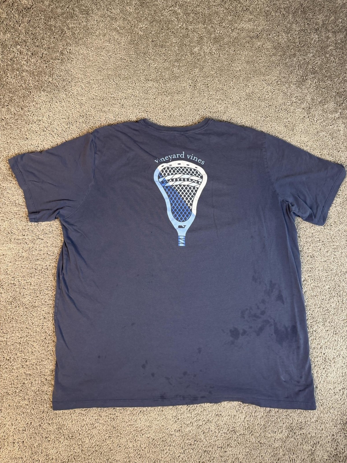 Vineyard Vines Shirt Mens 2XL Blue Lacrosse Pocket Graphic Relaxed Fit