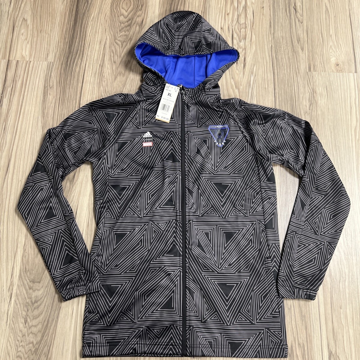Adidas Marvel Black Panther Full Zip Hoodie Youth Size XL HM2742