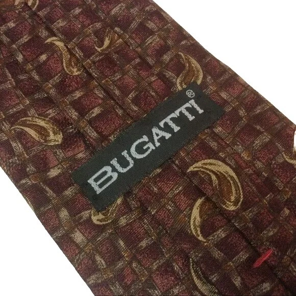 布加迪领带棕色和金色几何丝绸领带 57x4 英寸 — 第 2/3 张图片