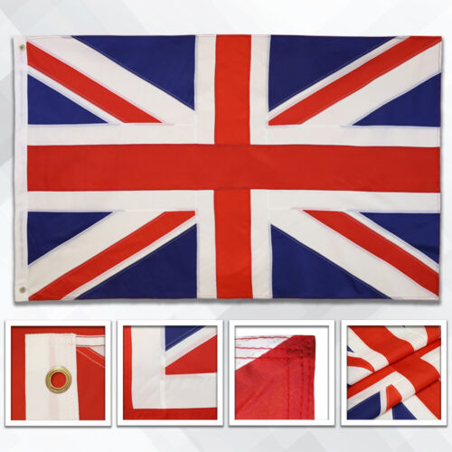 Embroidered United Kingdom Flag 3x5ft Embroidered British Flag UK - Afbeelding 1 van 4