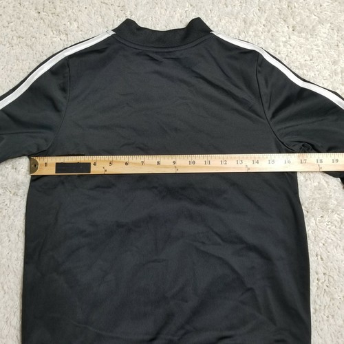 Girls Adidas Jacket Size Large 16 Tricot Bomber Zip Down Black White Pockets - Picture 8 of 10