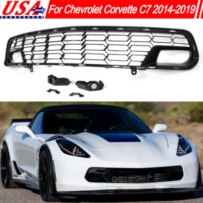 Carbon Flash Front Bumper Grille Grill W/ Camera For Corvette C7 Z06 Z51 2014-19