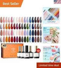Vibrant 36 Color Gel Nail Polish Set with Base & Glitter – 40 Pcs Ultimate Kit