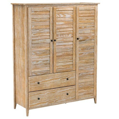 Freestanding Armoire Wardrobe with Shelves, Rod & Drawers for Bedroom Storage-image