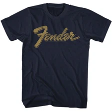 Fender Guitar Vintage Gold Logo Men's T Shirt