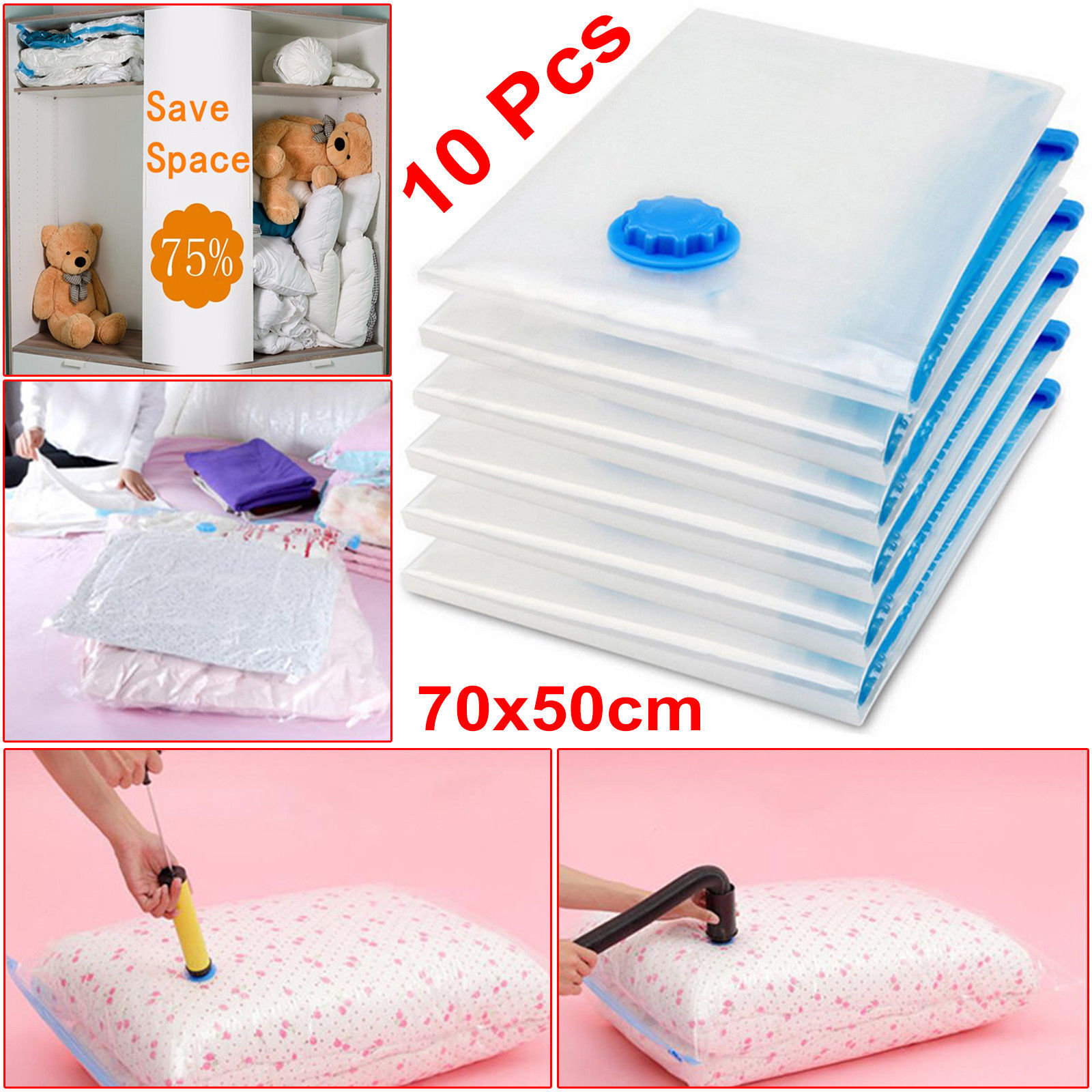 10 x Pack Vacuum Bags VAC Space Saving Saver Vacum Vaccum Strong