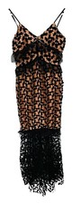 Few Moda Maxi Dress Black Nude Mesh Crochet Overlay Ruffle Detail Party Size M