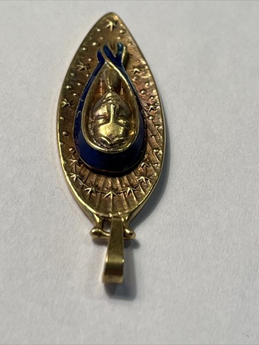 VTG 18k 750 Yellow GOLD Enamel Virgin Mary Madonna Unoaerre Pendant Medal Italy - Picture 7 of 9