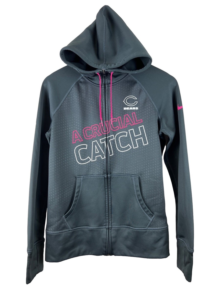 NFL Nike Crucial Catch Chicago Bears Full Zip Hoodie Jacket Breast Cancer  Small