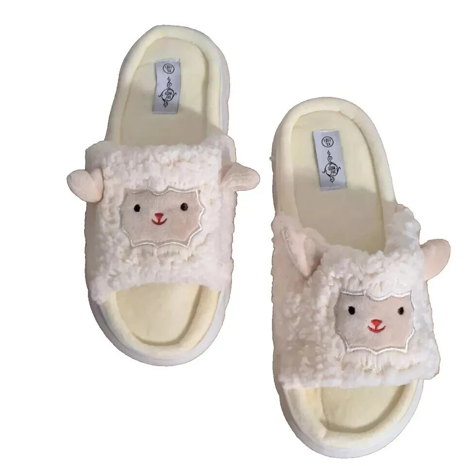 SAOLA SOLE MATES pantofole slip on animali sfocate FACCIA DI PECORA taglia XL (10) NUOVE SENZA ETICHETTE COMFORT