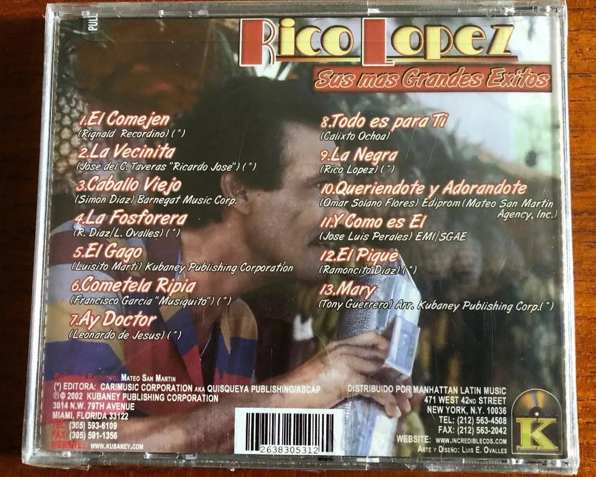Rico Lopez Sus Mas Grandes Exitos 2002 Kubaney CD Brand New Factory Sealed