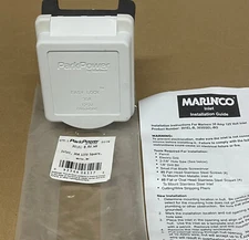 Marinco 301EL-B Park Power Inlet, 30 Amp 125 Volt, White RV Boat Marine Trailer
