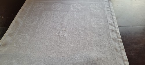 3 ANTIQUE XL French DAMASK Linen Napkins. Hand monogram DM - Picture 4 of 8