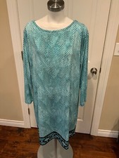 Michael Kors Teal Blue Snakeskin Patterned Sheath Dress, Size 2X (Plus)