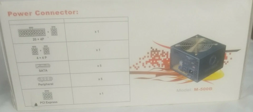 Coolmax M-500B 500W Desktop Computer PC Power Supply PCI Express - Image 4 of 4