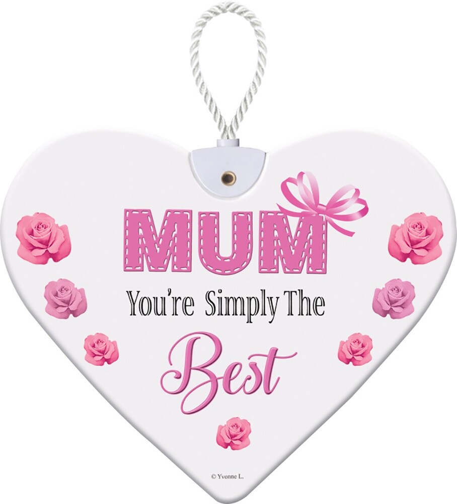 Mum Simply the Best Sentimental Handcrafted Ceramic Heart Hanging Plaque Gift
