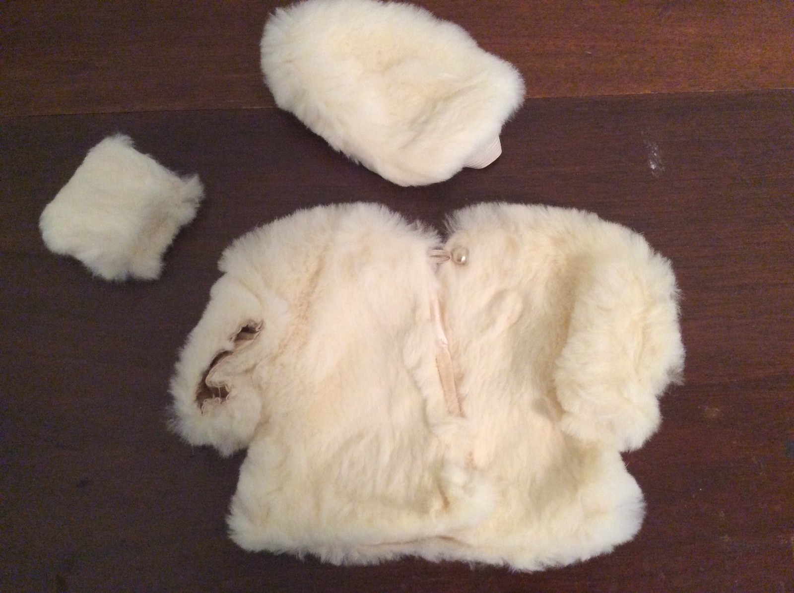 White Fur jacket hat muff Furs for a Doll Doll Clothes by Sandy