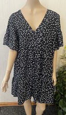 Shein Curve Women’s Black W/ White Heart Dress Short Sleeve V-Neck Size 0XL