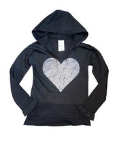 So Nikki Girls Distressed Heart Pullover Hoodie Top S 7-8 NEW WITH DEFECTS