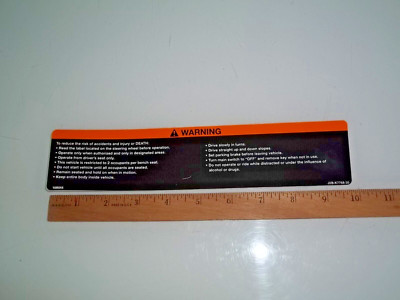 YAMAHA GOLF CART DRIVE 2 DASH WARNING LABEL 2020-2025