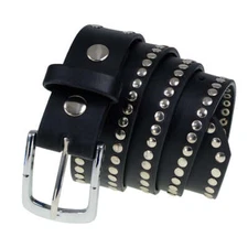 Milwaukee Leather MP7104 Men's Studded Genuine Leather Belt for Biker w/ Buckle