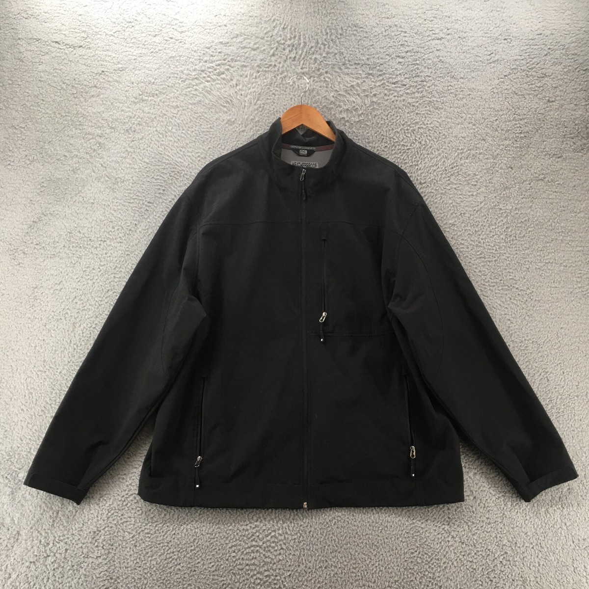 Weatherproof Zip Up Jacket Mens 2XL Black Mock Neck Zipped Pockets 