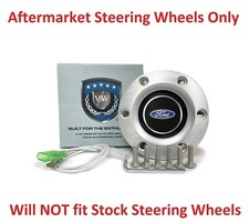 Brushed Steering Wheel 6 Hole Horn Button W Blue Ford Oval Emblem Brushed Steering Wheel 6 Hole Horn Button W Blue Ford Oval Emblem