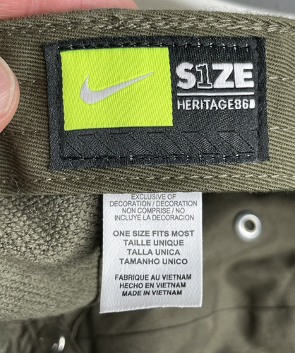 Nike Men's Olive Green Heritage86 Essential Swoosh Adjustable Hat Cap OSFM - Picture 11 of 11