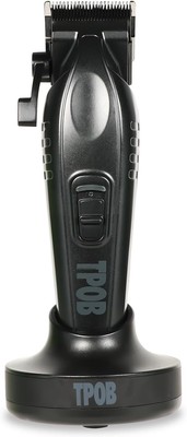 Pro-Grade Cordless Black Clipper with Deep Tooth Blade and Charging Base