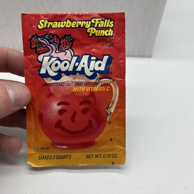 Vintage 80s Kool-Aid NEW Strawberry Falls Punch Flavor Packet NOS