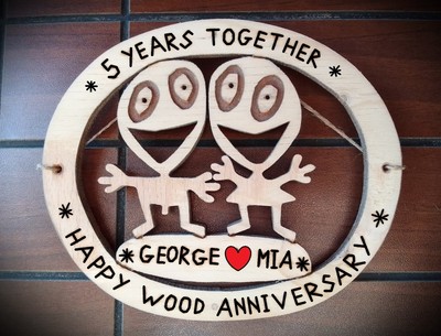 5th Wedding anniversary gift wife & husband 5 years together Wooden 5th marriage