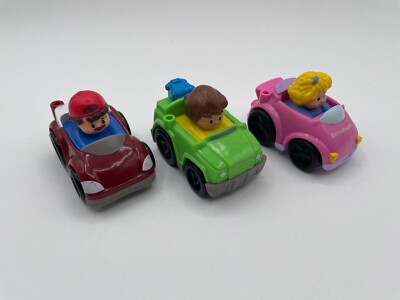 Fisher Price Little People Wheelies Lot Of 3 Vehicle Cars Mattel Tow Truck Racer