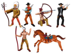 Figurines DURSO Far West - Cavaliers Cowboys Et Indiens - Composition - Superbe état