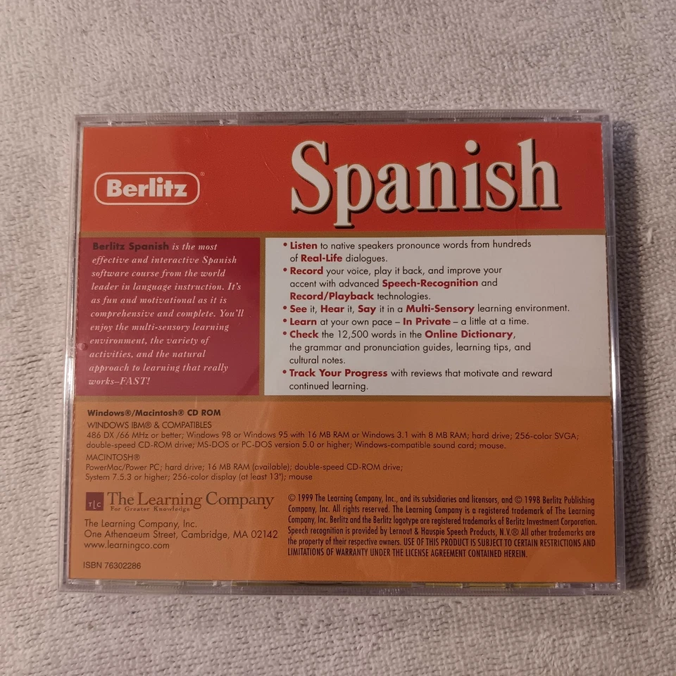 Berlitz Spanish CD ROM for Windows & Macintosh 1998 Software - New Sealed - Image 2 of 3