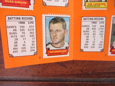 RED SOX 1969 Topps Stamp Album(Com-w/HAWK HARRELSON/CARL YASTRZEMSKI/JIM LONBORG