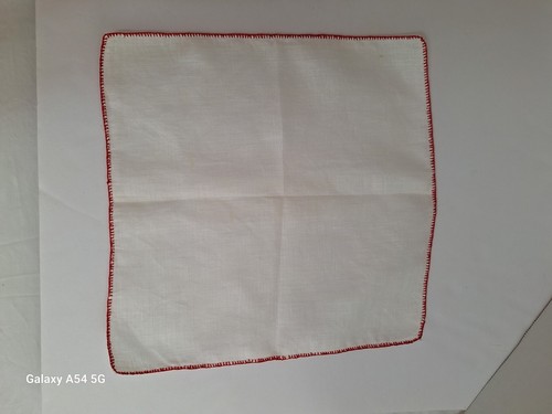 Vintage White Linen Ladies Handkerchiefs Lot 3 Purple Yellow Red Stitching - Picture 9 of 17