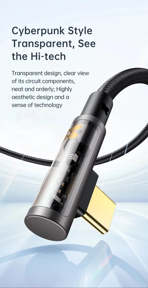 Mcdodo Transparent Right Angle USB C to USB C Fast Charger Cable 100W PD 5A - Image 3 of 4