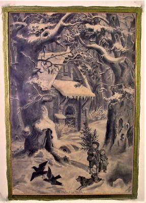attr. Otto STRAECHE (1889-1945 Wien) - CHRISTFEST IM WALDE - Stiftzeichnung 1905
