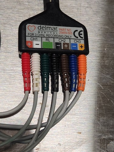 Delmar Medical 3 Channel ECG/EKG 7 Lead Harness w Snap On Lesds PN# 25459-505 - Picture 2 of 9